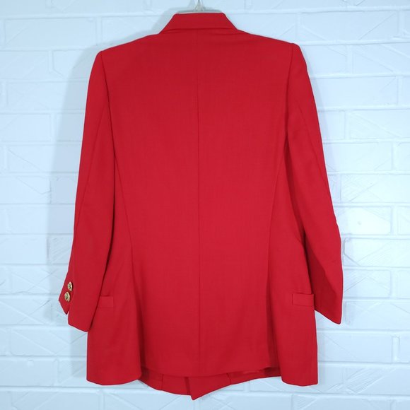 Vintage Istante Versace Bold Red Wool Skirt Suit Made in Italy Flawed 48/12 - Picture 9 of 16